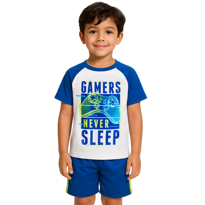 Baseball And Games Printed Flame Resistant Pajama Set