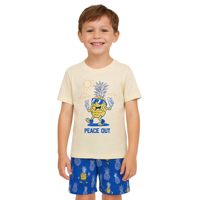 2 Piece Short Sleeve Graphic Tee And Shorts Sleepwear Pajama Set