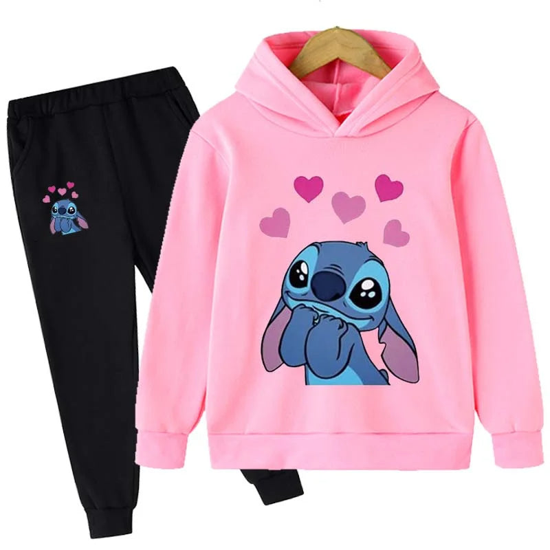 2 Pieces Cartoon Printed Hoodie Set