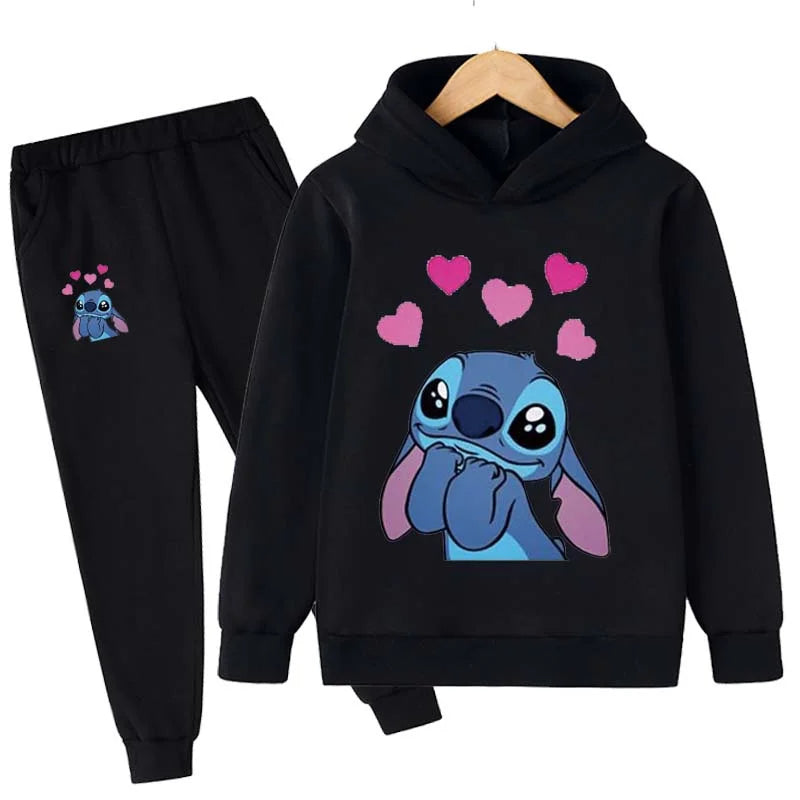 2 Pieces Cartoon Printed Hoodie Set