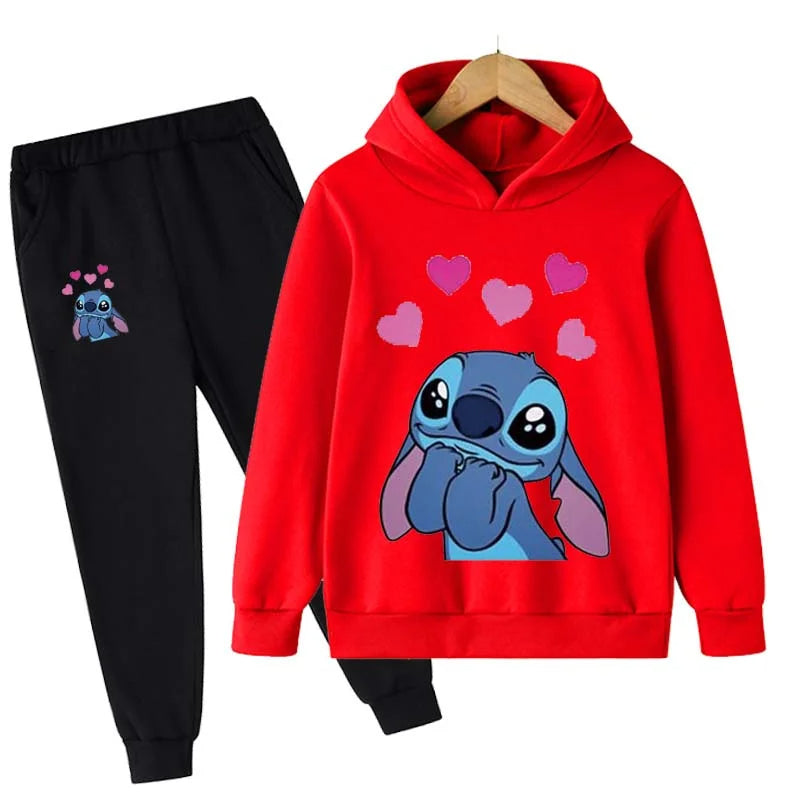 2 Pieces Cartoon Printed Hoodie Set