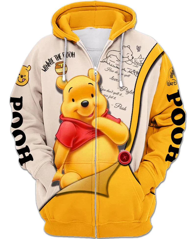 Children Adorable Winnie The Pooh Zip Up Hoodie