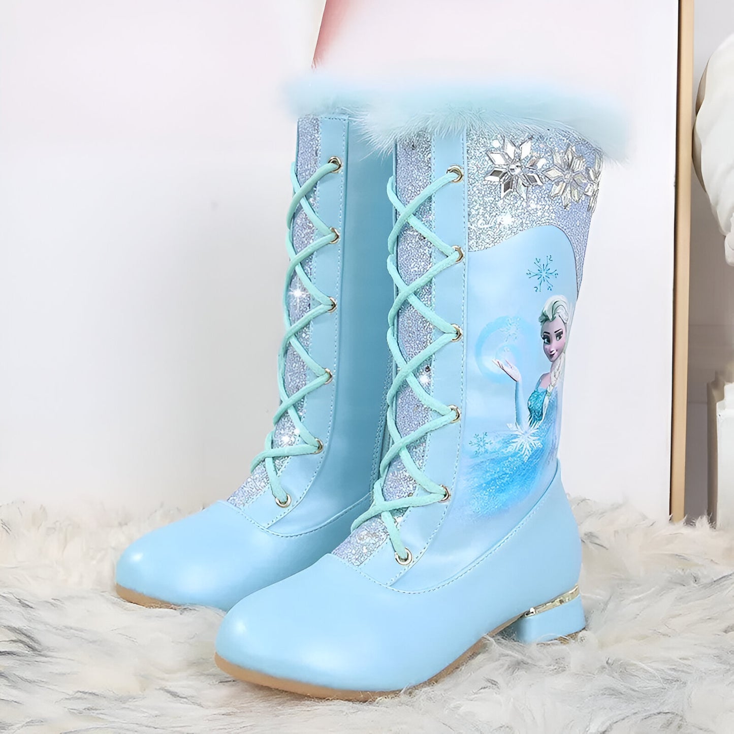 Cartoon Elsa Printed Long Boots