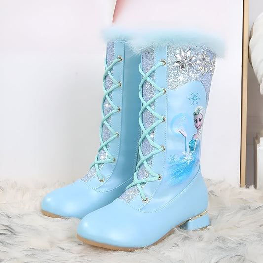 Cartoon Elsa Printed Long Boots