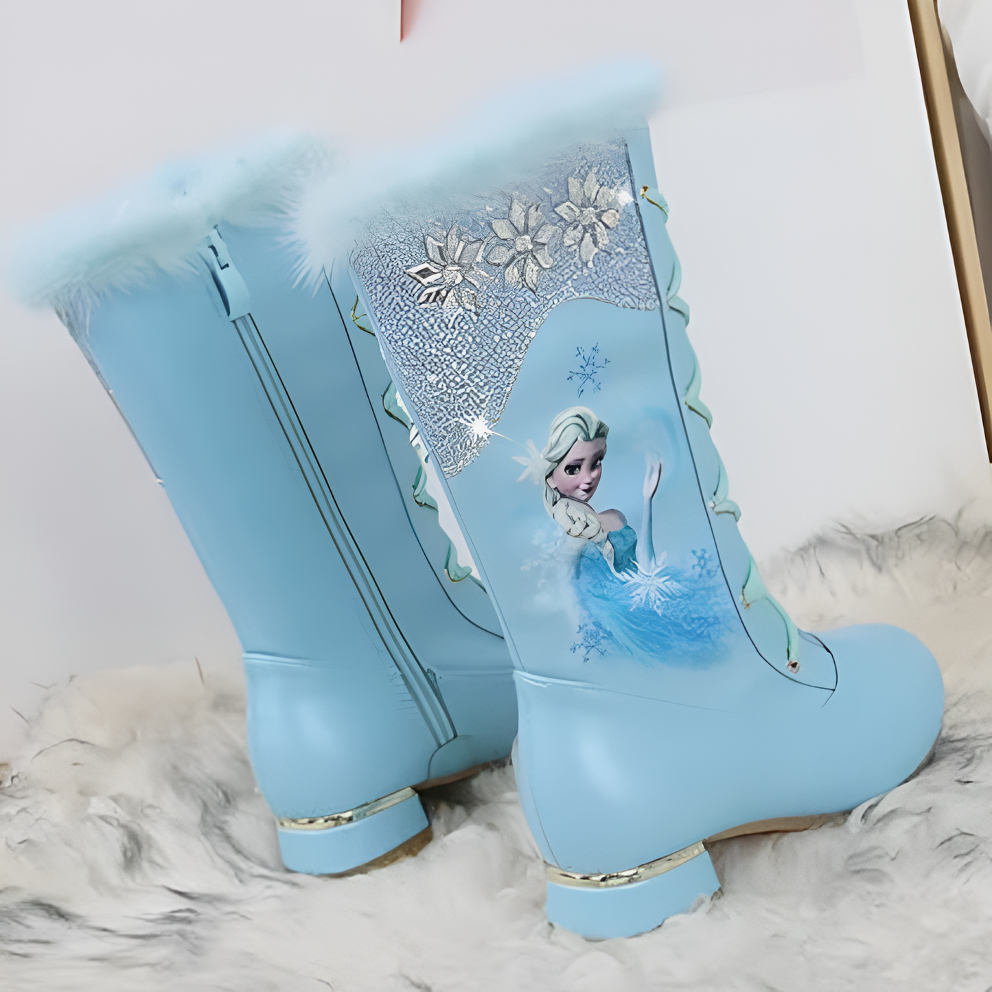 Cartoon Elsa Printed Long Boots