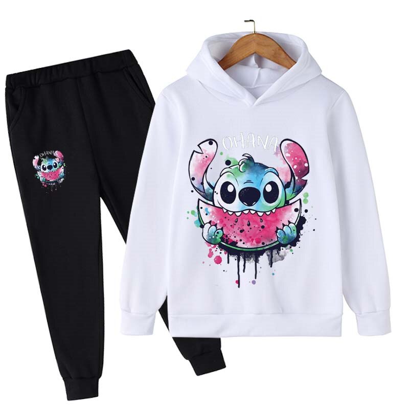 Cartoon Printed Casual Hoodie And Pant Set