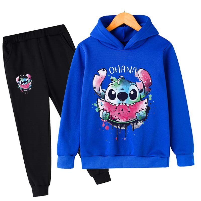 Cartoon Printed Casual Hoodie And Pant Set