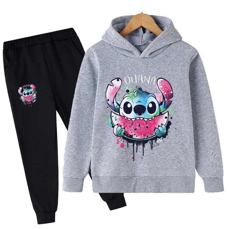 Cartoon Printed Casual Hoodie And Pant Set