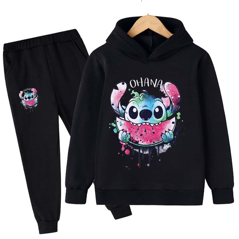 Cartoon Printed Casual Hoodie And Pant Set