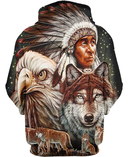 Children Eagle And Tiger Printed Hoodie