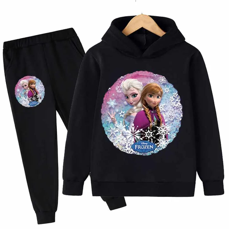 Elsa And Anna Printed Hoodie And Pant Set