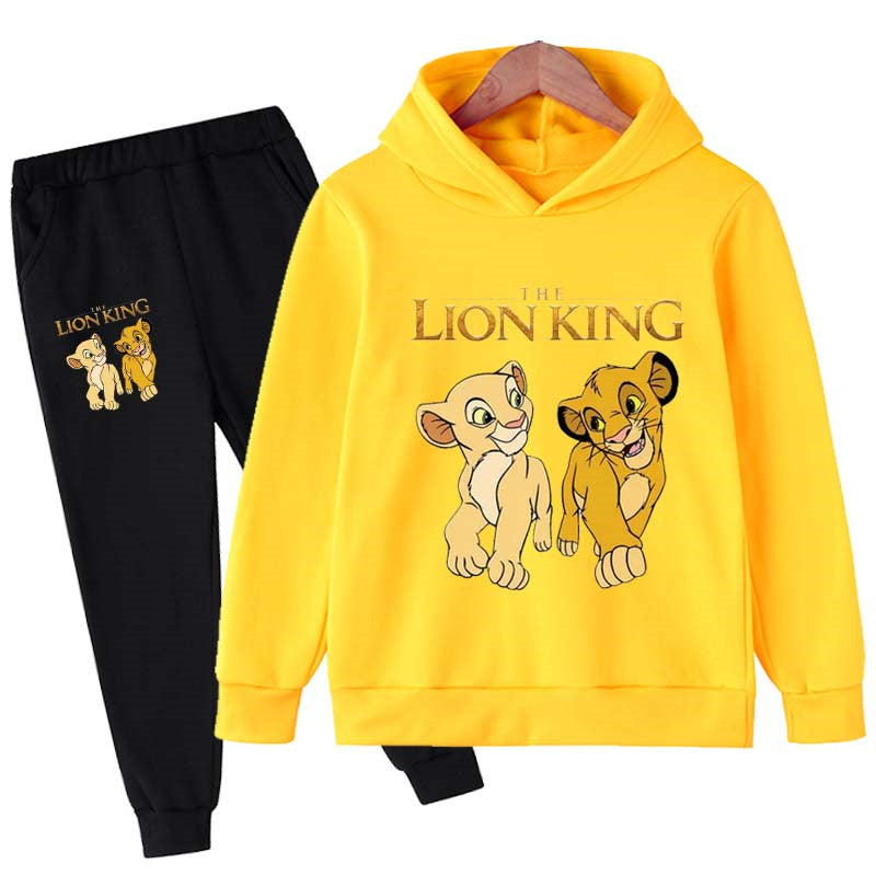 Kids Lion King Print Hoodies And Long Pants Sets