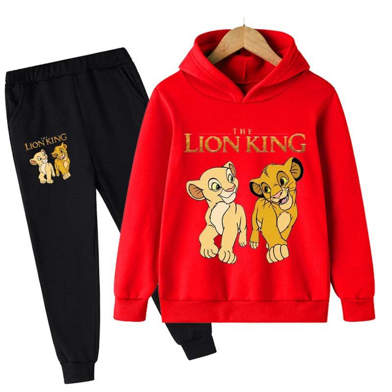 Kids Lion King Print Hoodies And Long Pants Sets