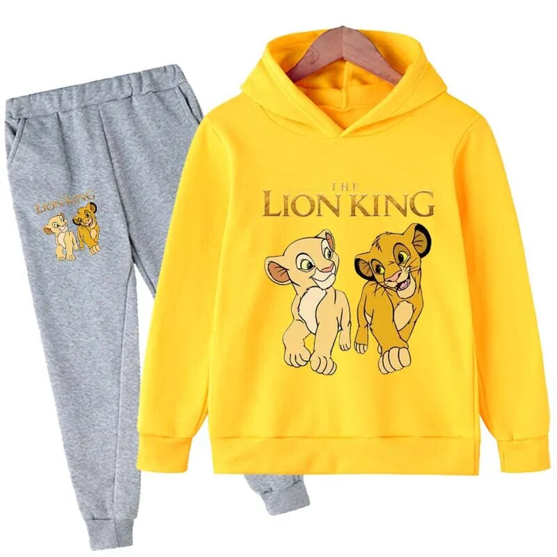 Lion King Cartoon Casual Wear Hoodies Set