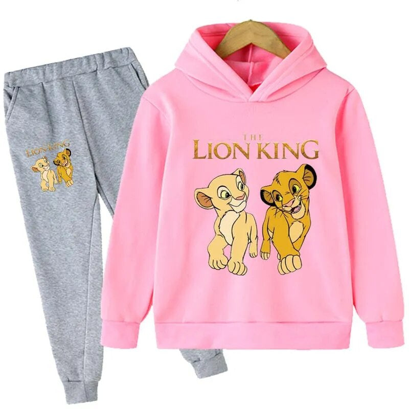 Lion King Cartoon Casual Wear Hoodies Set