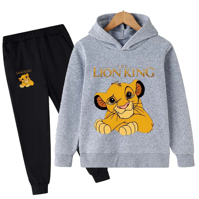 Lion King Cartoon Print Hoodies Set