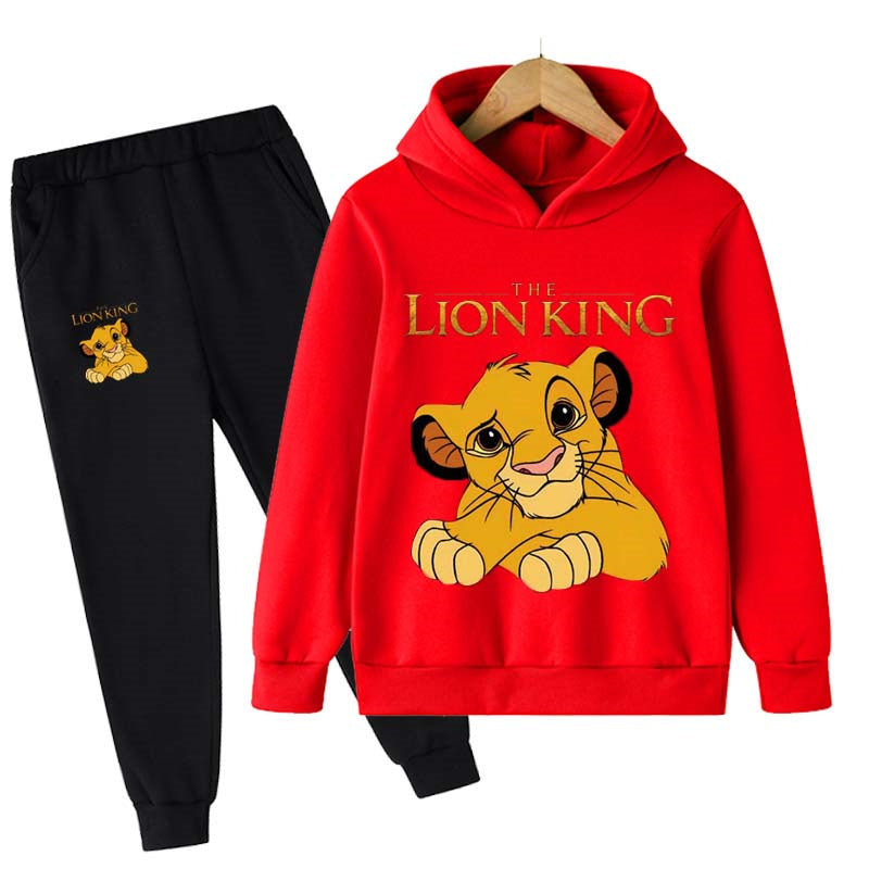 Lion King Cartoon Print Hoodies Set