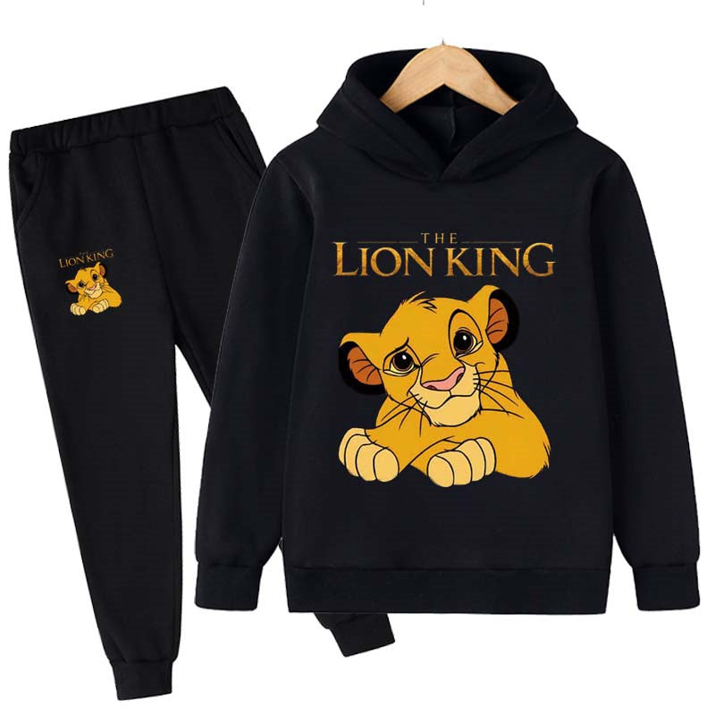 Lion King Print Hoodies And Long Pants Sets