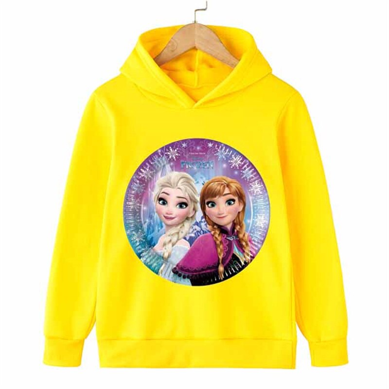 Long Sleeve Elsa And Anna Print Casual Hoodie