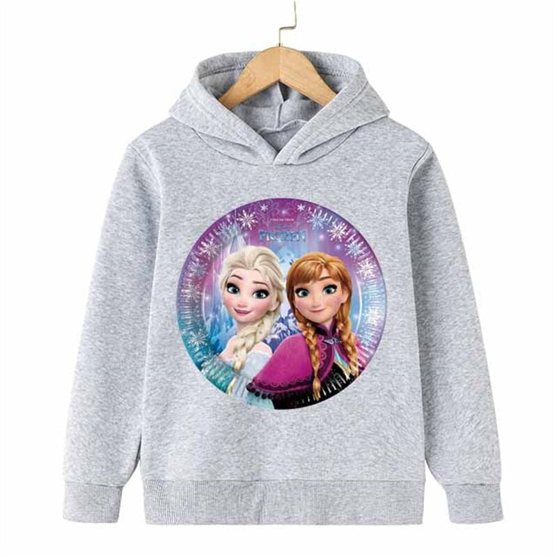 Long Sleeve Elsa And Anna Print Casual Hoodie