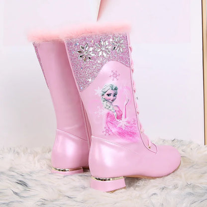 Cartoon Elsa Printed Long Boots