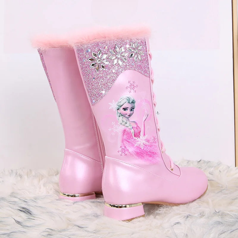 Princess Elsa Printed Laced Long Boots