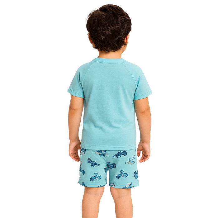 2 Piece Short Sleeve Graphic Tee And Shorts Sleepwear Pajama Set