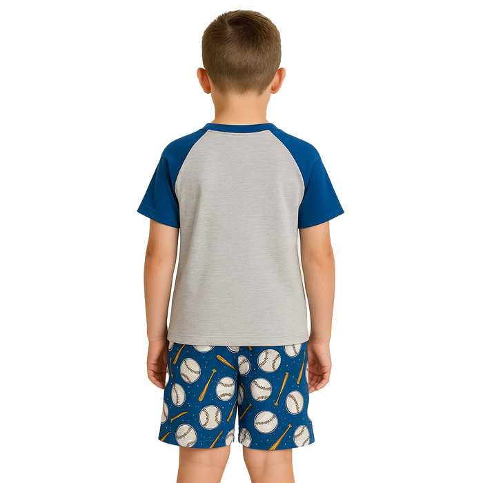 Baseball And Games Printed Flame Resistant Pajama Set
