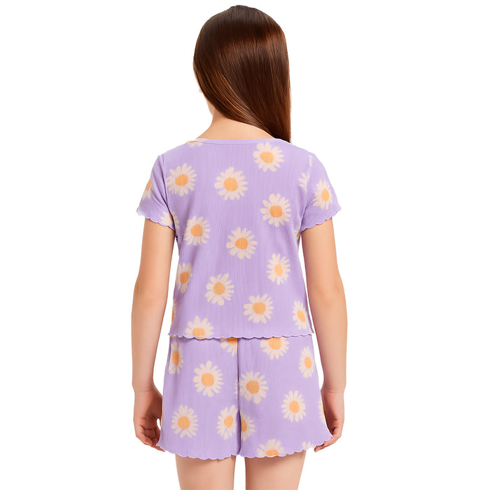 Vibrant Art Printed Pajama Top And Shorts Set