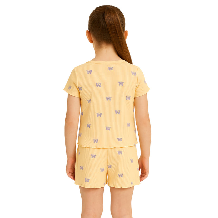 Vibrant Art Printed Pajama Top And Shorts Set