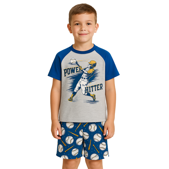 Baseball And Games Printed Flame Resistant Pajama Set