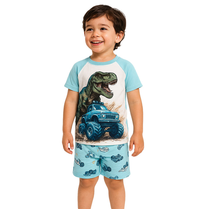 2 Piece Short Sleeve Graphic Tee And Shorts Sleepwear Pajama Set