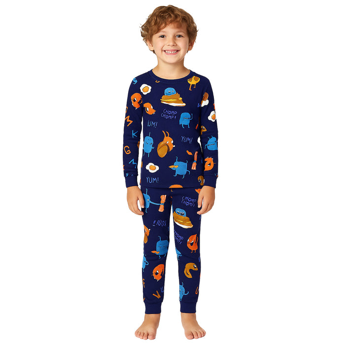 4 Piece Snug Fit Printed Pajamas Set