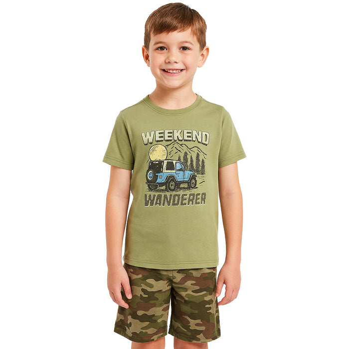 2 Piece Short Sleeve Graphic Tee And Shorts Sleepwear Pajama Set
