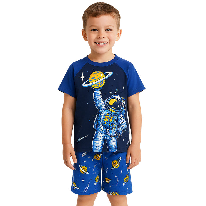 2 Piece Short Sleeve Graphic Tee And Shorts Sleepwear Pajama Set