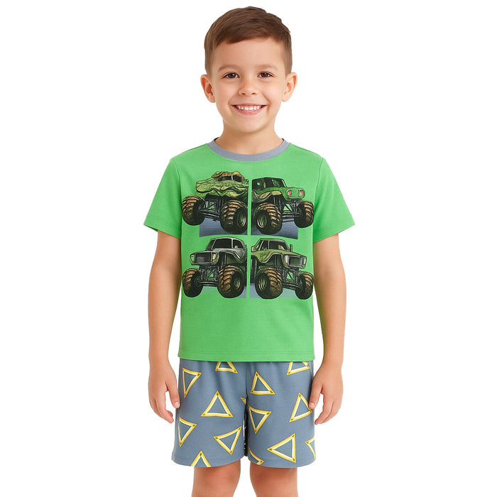 2 Piece Graphic Print Tee And Shorts Pajama Set