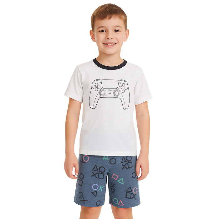 2 Piece Graphic Print Tee And Shorts Pajama Set