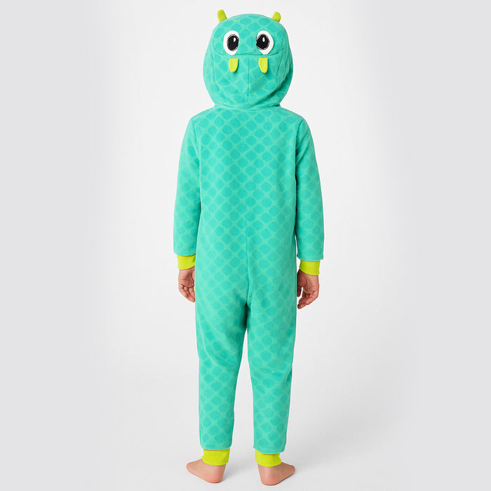 One Piece Printed Long Sleeve Microfleece Hooded Union Suit