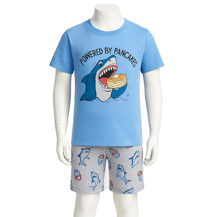 2 Piece Short Sleeve Graphic Tee And Shorts Sleepwear Pajama Set