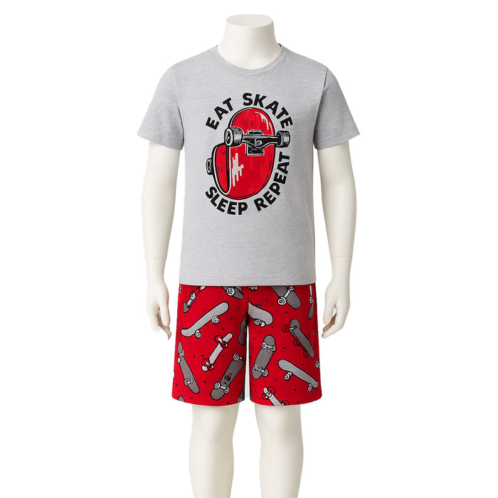 2 Piece Short Sleeve Graphic Tee And Shorts Sleepwear Pajama Set