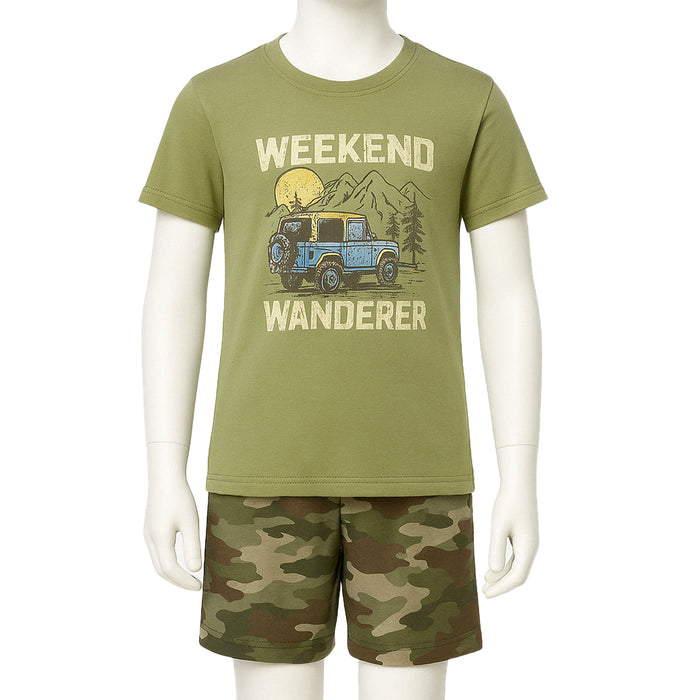 2 Piece Short Sleeve Graphic Tee And Shorts Sleepwear Pajama Set
