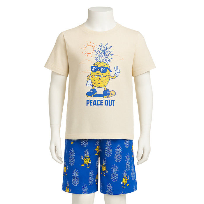 2 Piece Short Sleeve Graphic Tee And Shorts Sleepwear Pajama Set