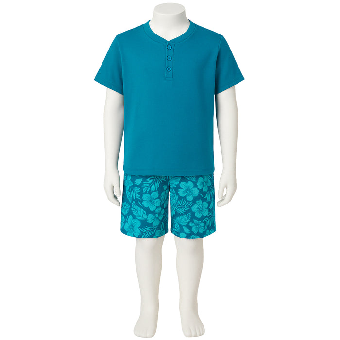 Tropical Patterned Henley Sleepwear Pajamas Set