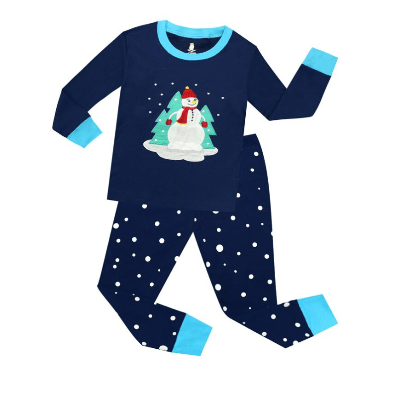 2 Pieces Snowman Print Pajama Set - Children Pajamas