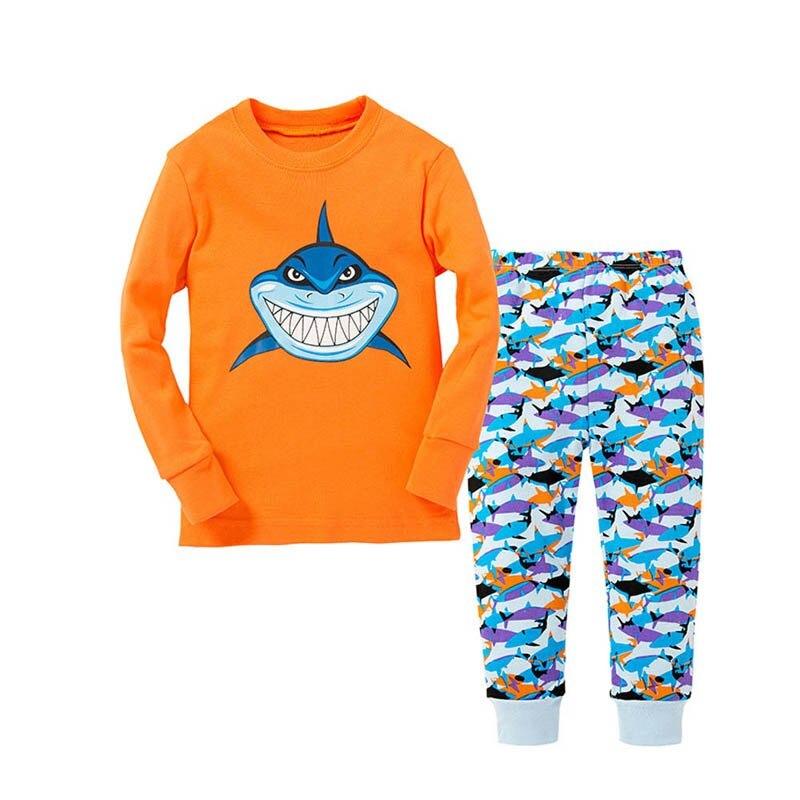 Orange Shark Printed Children Pajama Set - Children Pajamas