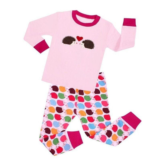 Pink Hedgehog Love Kids Pajamas Set - Children Pajamas