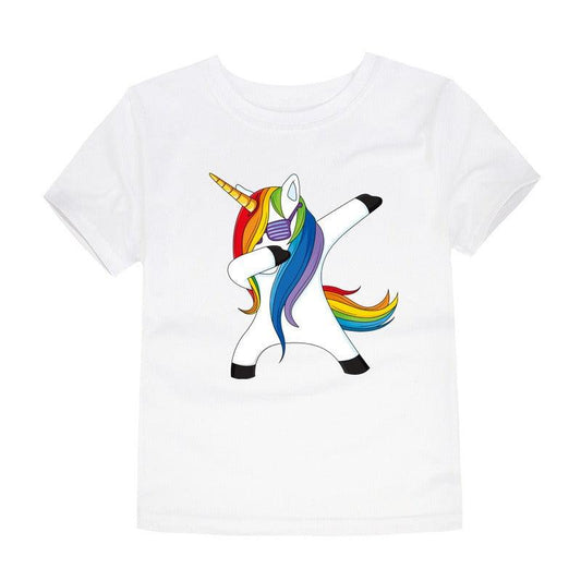 Rainbow Dancing Unicorn Print T Shirt - Children Pajamas