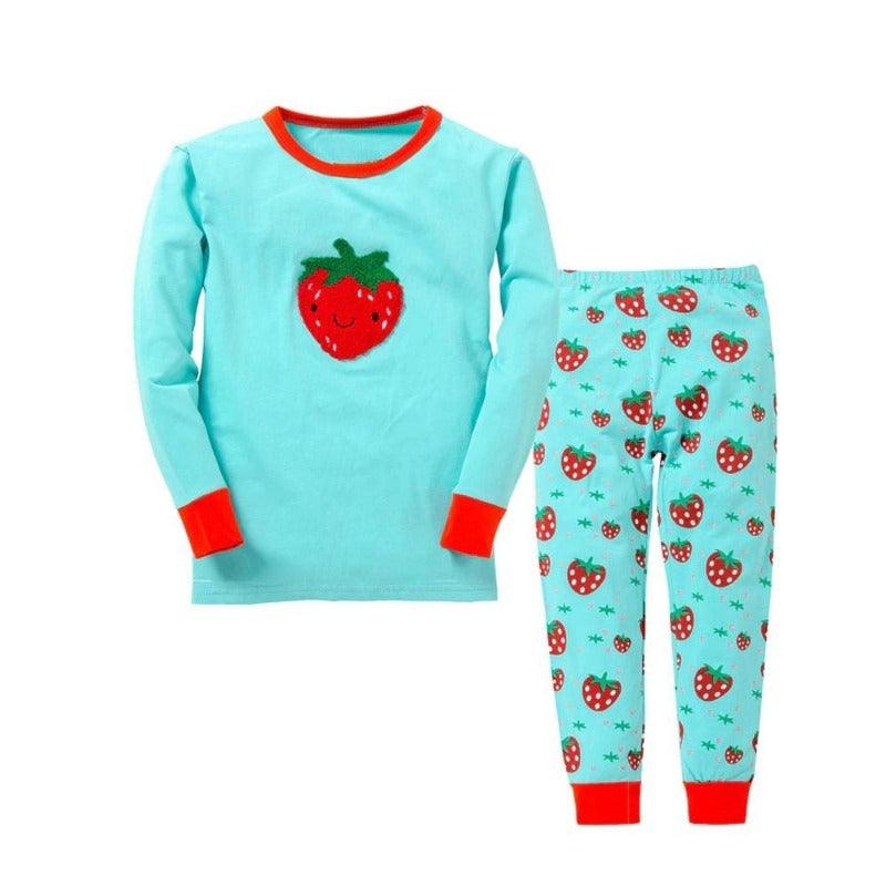 Sky Blue Strawberry Children Pajama Set - Children Pajamas