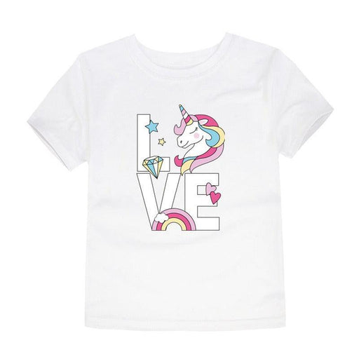 Unicorn Lettering Graphic T-Shirt - Children Pajamas